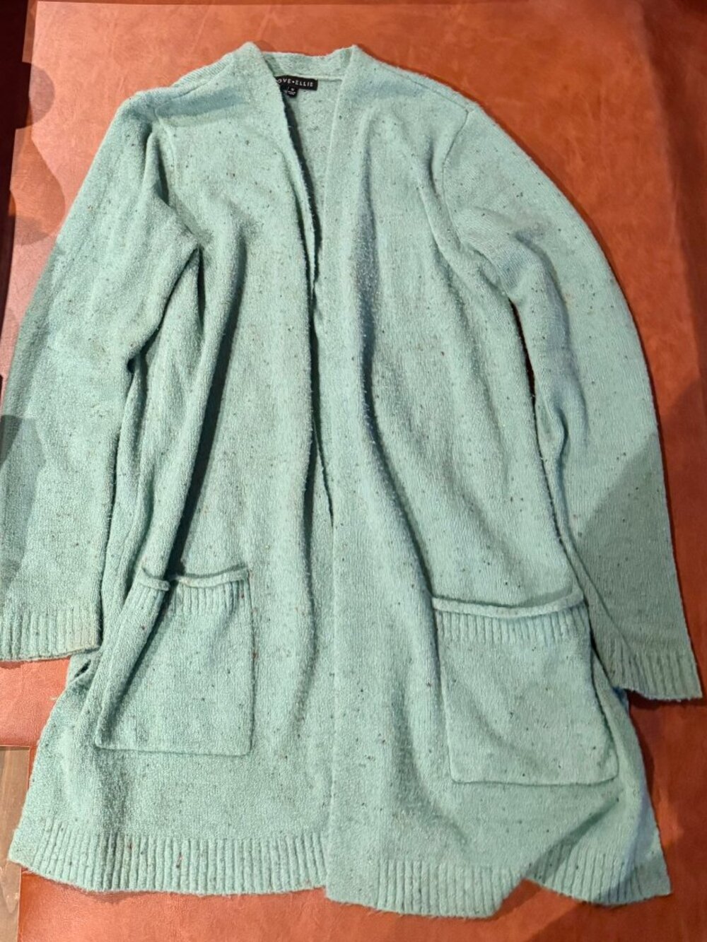 Love, Ellie Women's Solid Knit Open Front Cardigan Sweater Pockets Size M
